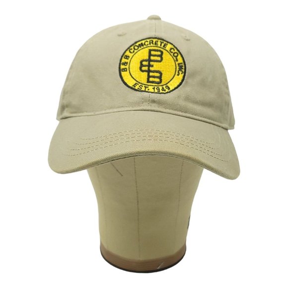 B & B Concrete Logo Patch Khaki Adjustable Tuck Strap Cap Trucker Baseball Hat - Picture 9 of 13